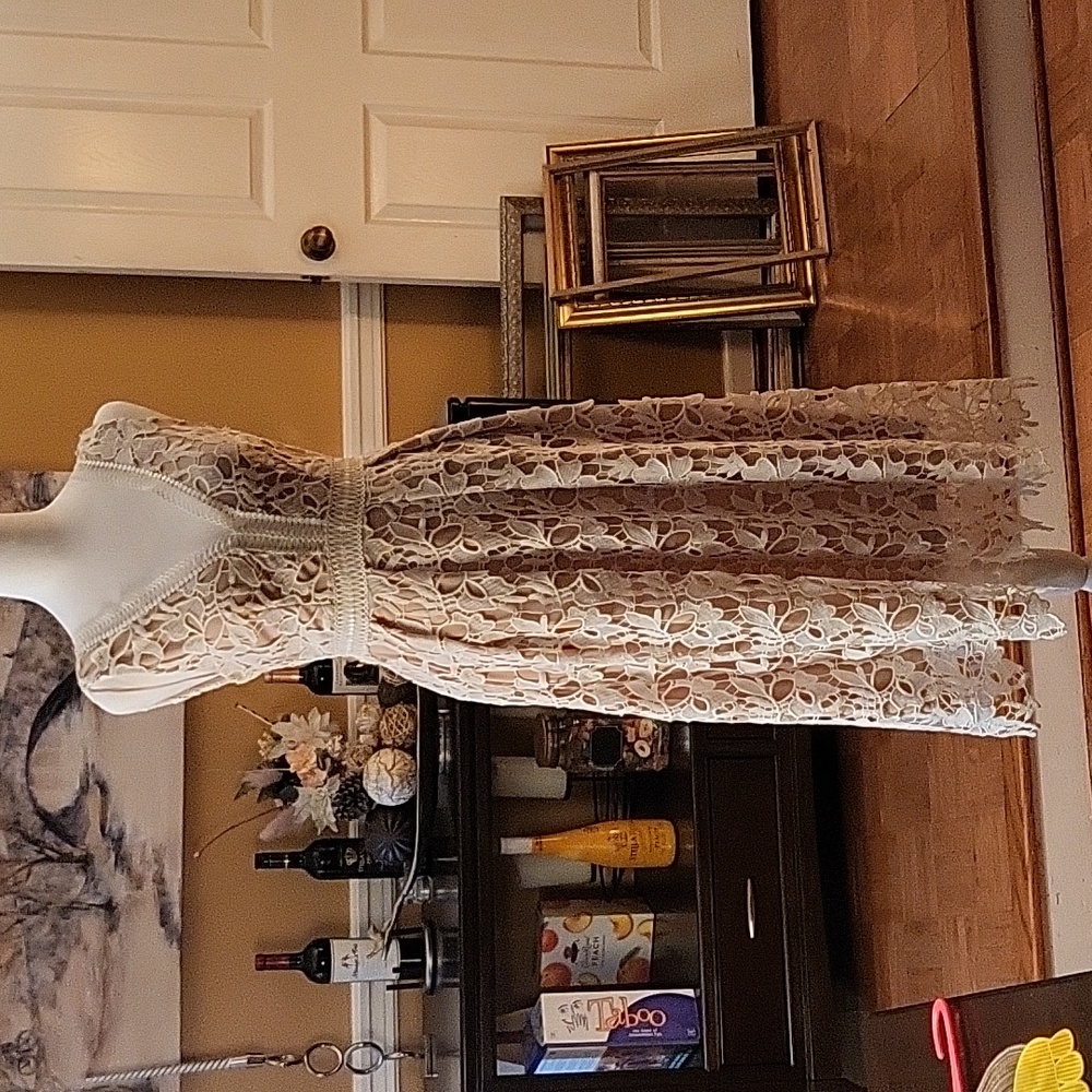 Formal dress beige and tan or off white